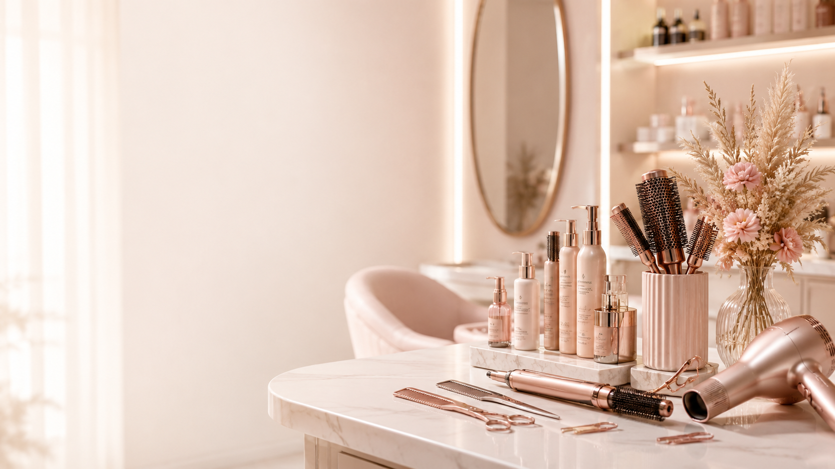 Blonde Frau mit professionellem Salon-Styling
